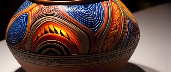 Artisan handcrafted pottery filled with vibrant colors celebrating cultural heritage