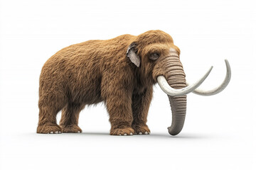 Obraz premium Woolly mammoth isolated on white background. Front view of extinct prehistoric mammal