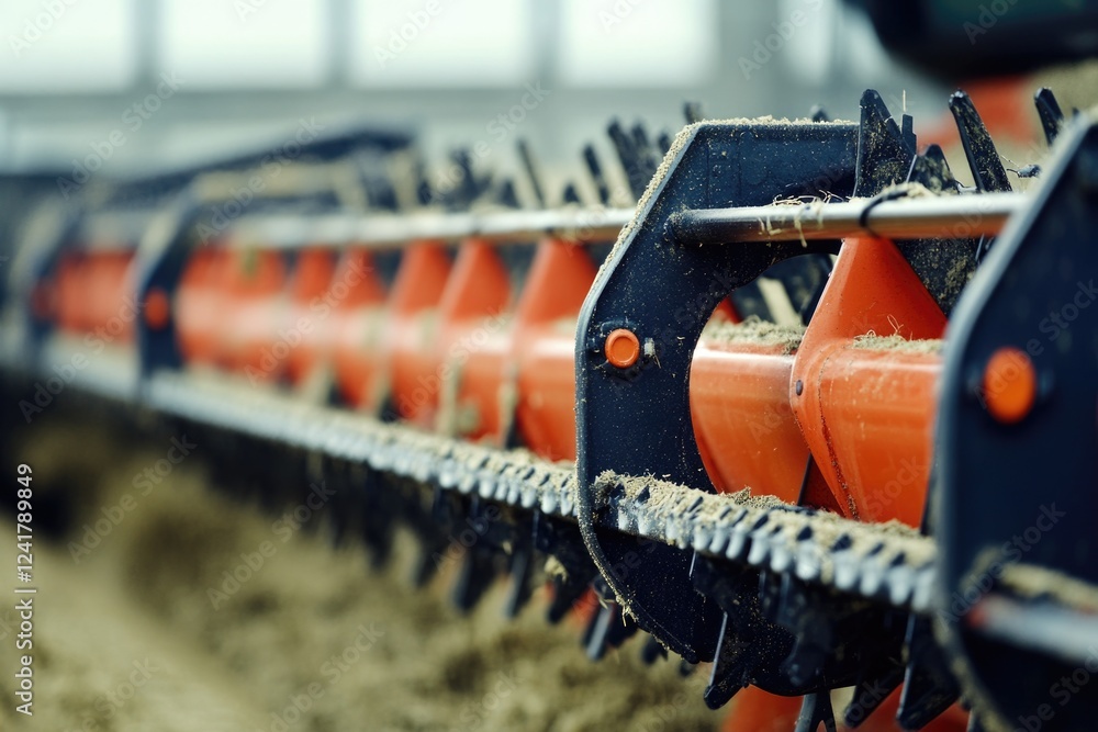 Poster a close-up view of a machine on a field