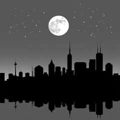 Silhouette of businesspeople with a city skyline backdrop representing teamwork and corporate unity 3d rendering contemporary design engaging visuals silhouetted skyline cityscape architecture illustr