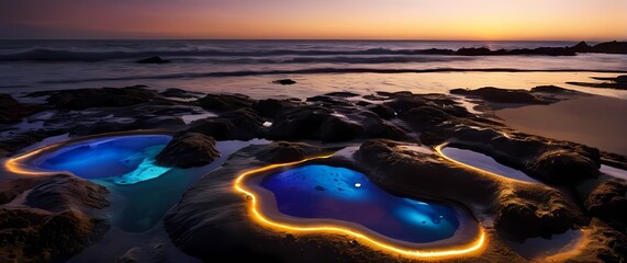 Captivating tidal pools revealing hidden aquatic life at sunset