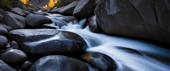 Cascading streams flowing through granite rocks revealing the essence of natures beauty