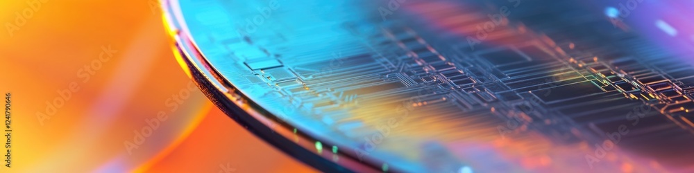 Poster high-resolution image of a computer chip's internal components