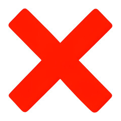 Bold Red 'X' Symbol Centered On Transparent Background