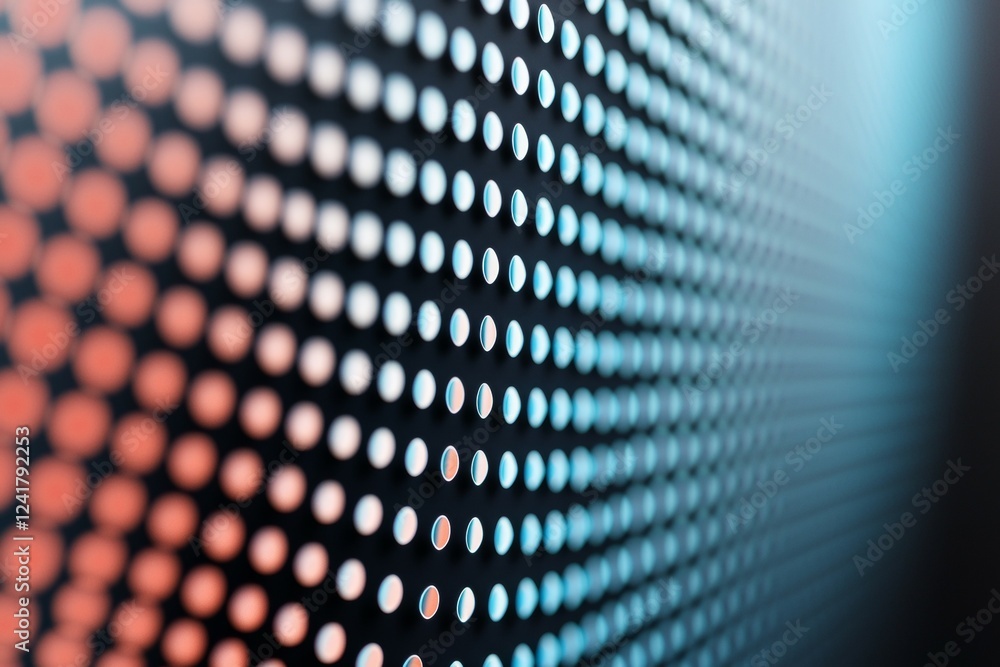 Poster close-up of led light panel with pattern of blue and red dots