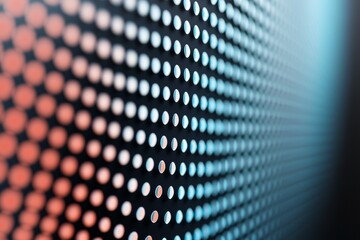 Close-up of led light panel with pattern of blue and red dots