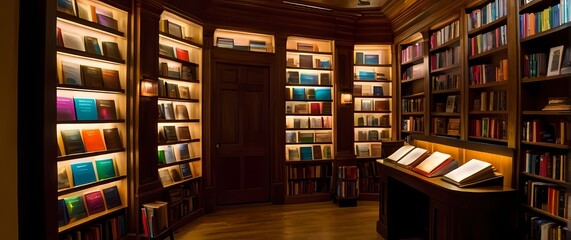 Charming little bookstore filled with cozy reading nooks and colorful book covers