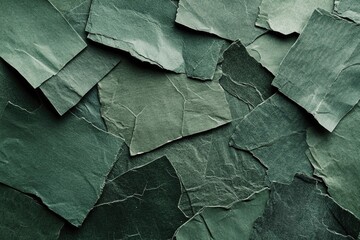 A detailed view of multiple green papers, ideal for use in business or education settings