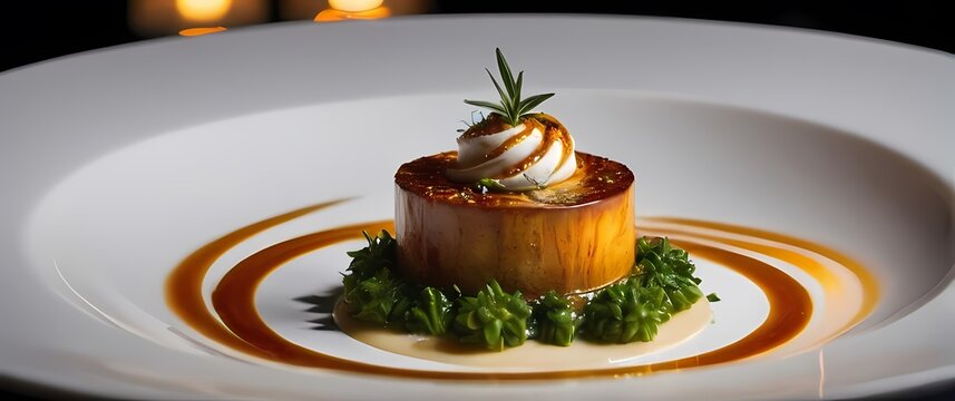 Close up of a beautifully plated gourmet dish celebrating culinary artistry