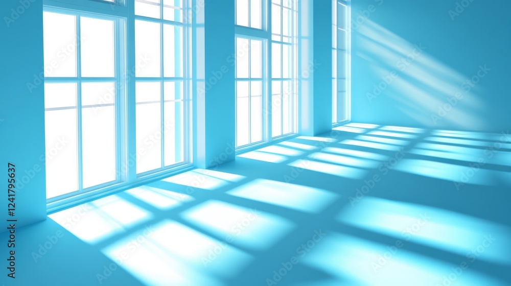 Aufkleber abstract light blue background with soft shadows and light from windows. great for product displays.