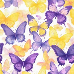 seamless hand drawn pattern of delicate butterflies on white background. Beautiful pastel creatures wallpaper design