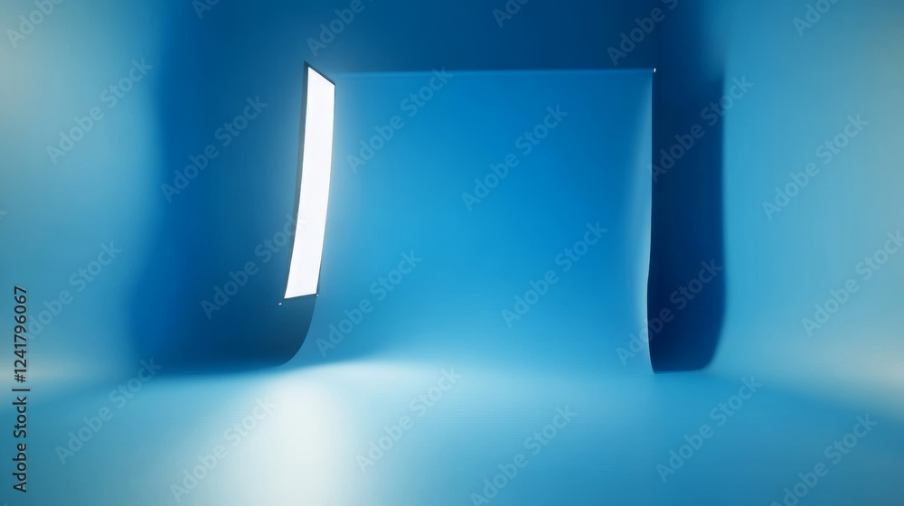Poster blue studio backdrop perfect for displaying products. modern style with bright light and soft shadow