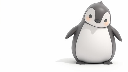 Fototapeta premium Cute penguin on white background with copy space