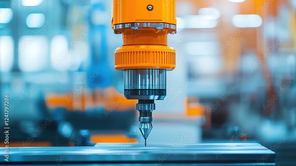 Poster engineering innovation close-up of precision machining tools in a high-tech industrial workshop