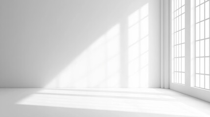 Minimalistic white background with geometric light effects