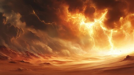 Sand dunes and storms in the Sahara desert create a hot, dry, and scorching landscape.