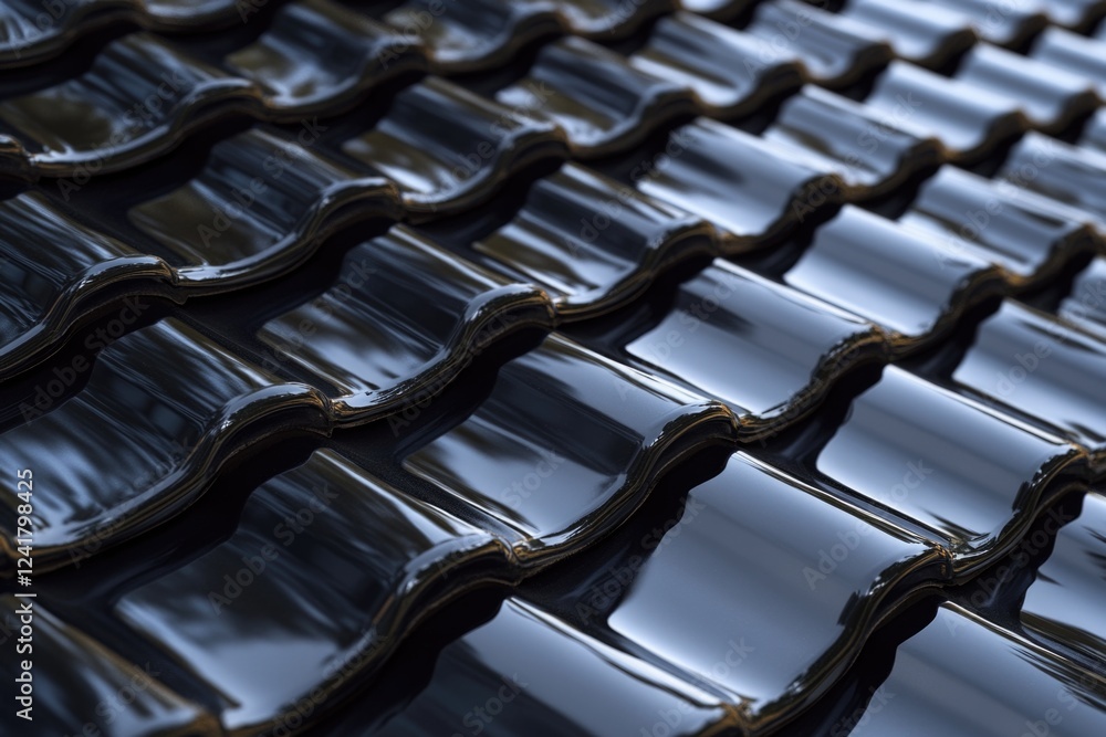 Aufkleber a close-up view of a metal roof's texture and details, suitable for use in architecture or construct