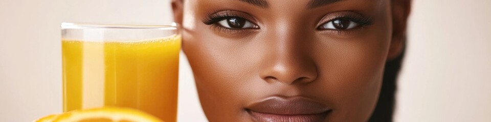 A person enjoying a glass of OJ, Use in advertising, editorial or personal projects