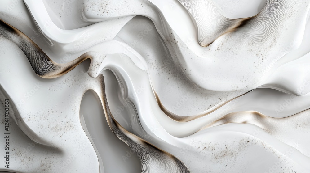 Poster white background with abstract design and flowing lines.