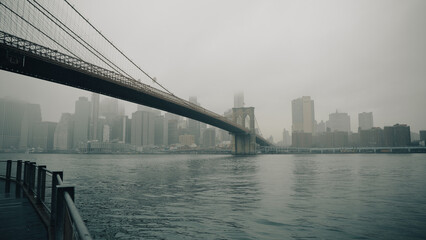 NYC Rainy day at Dumbo Brooklyn bridge 