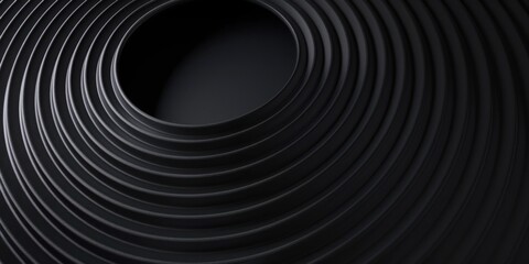 Obraz premium An elegant minimalist aesthetic against solid black background, Isolated circular shapes and delicate lines centrally positioned, Modern minimalist style