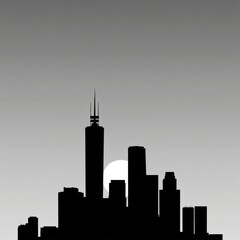 Fototapeta premium Isolated city skyline silhouette background with vast panoramic buildings concept cityscape silhouette skyline panoramic buildings silhouetted skyline cityscape architecture illustration building city