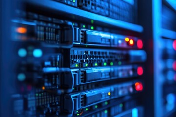 Obraz premium Row of servers in a data center or IT facility