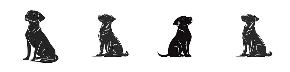 Dog Silhouette Icons &ndash; Sitting Dog Vector Collection
