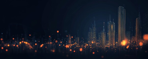 Night cityscape bokeh, glowing lights, futuristic, header