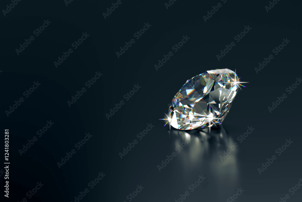 Aufkleber shiny facet diamond placed on white background 3d render with copy space