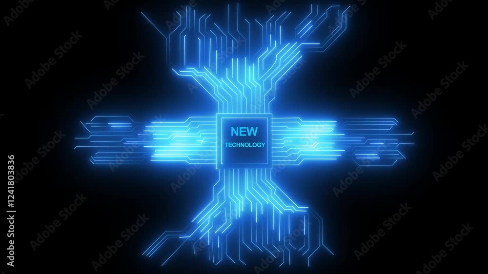 Poster futuristic motherboard circuit neon line data concept animation background. electronic connections c