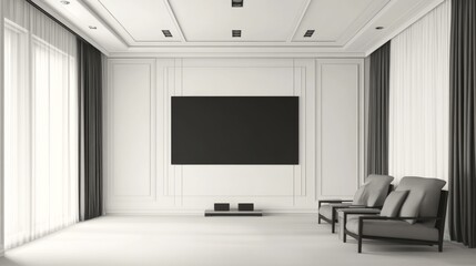 Elegant living room with large screen mockup
