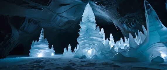 Incredible ice formations in a frozen cave showcasing natures artistic touch