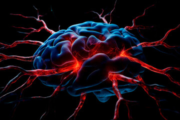 Three-Dimensional Rendering of Brain with Vascular Network