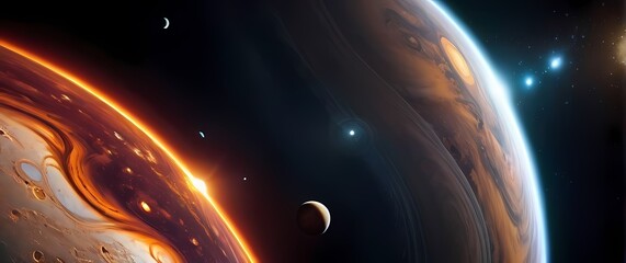 Mesmerizing views of the solar system filled with beautiful colorful planets and stars