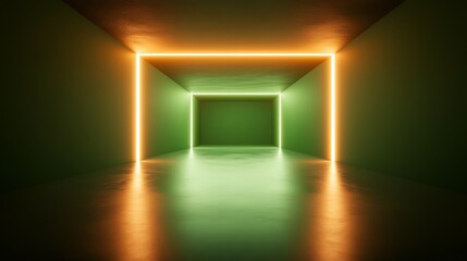 Neon green orange hallway