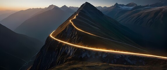 Picturesque mountain pass revealing breathtaking views of natures majesty