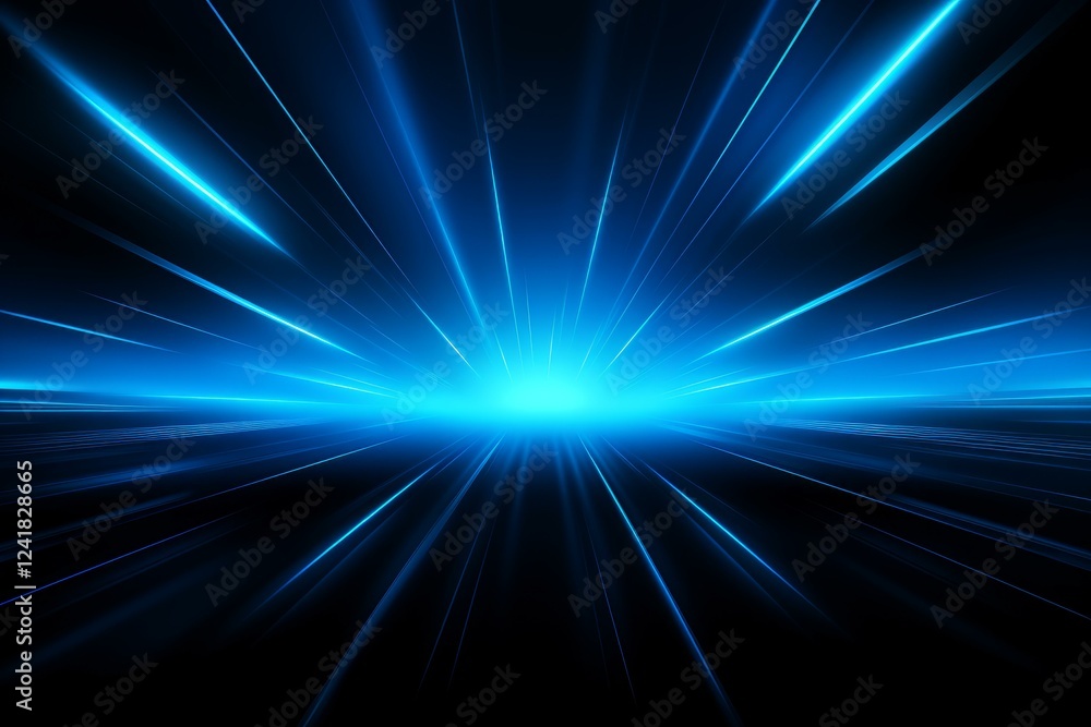 Aufkleber abstract blue light rays background converging on horizon creating futuristic and technological back