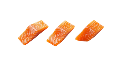 Photo of salmon slices isolated on transparent background