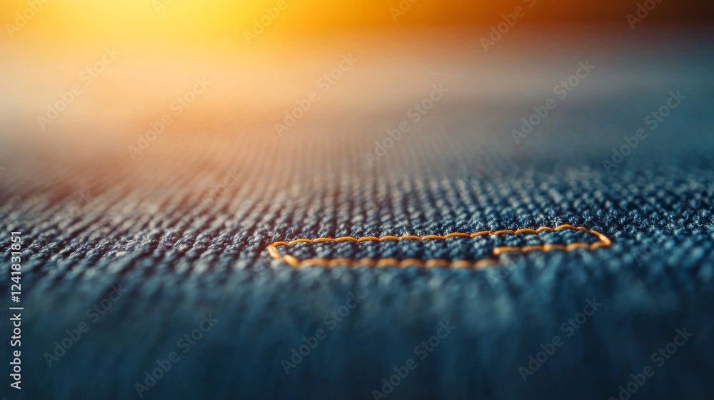 Poster Close-up shot highlights a rivet on a back pocket, showcasing fine stitching and a blank leather patch, perfect for adding rustic design elements