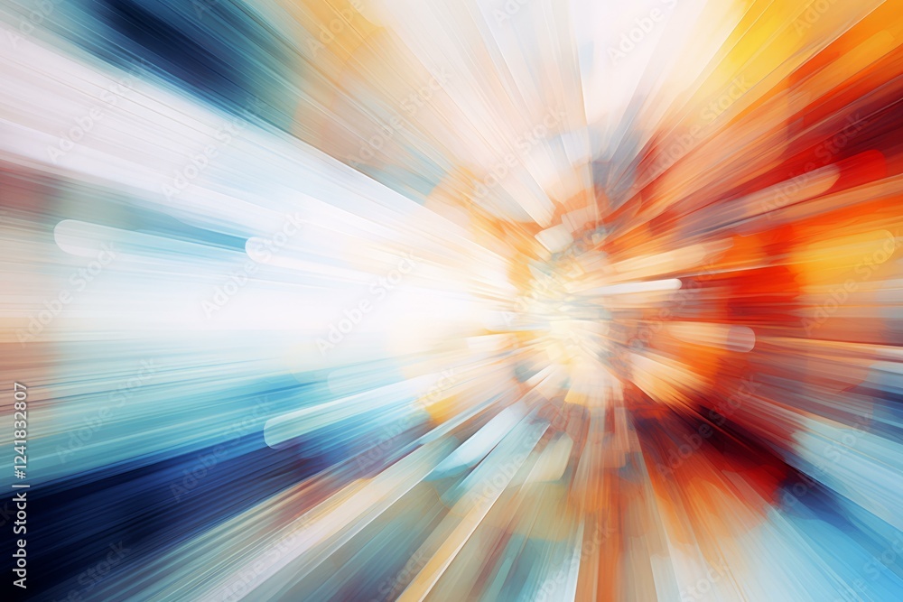 Poster blurred radial zoom bursting in a kaleidoscope of vibrant colors creates an energetic and dynamic ab