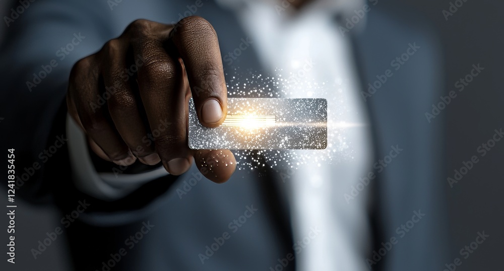 Poster a businessman interacts with a digital payment interface through a 3d rendering