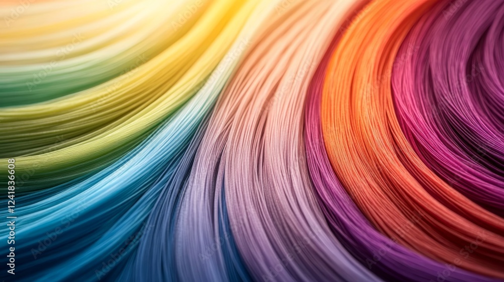 Poster Shimmering string lights in vivid colors spiral gracefully, creating an eye-catching abstract design, with ample copy space on the right for added content