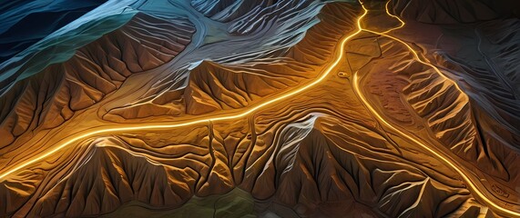 Obraz premium Unique topographic map showcasing the beauty and complexity of a regions landscapes