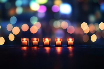 Blurry lights form a vibrant bokeh background while glowing financial symbols and streaks of light represent advancement in digital finance and innovation