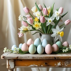 easter still life with eggs