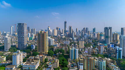 Fototapeta premium Mumbai Skyline: A Panoramic View of Modern and Traditional Architecture