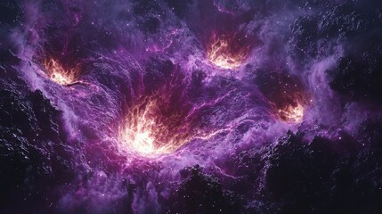 Obraz premium Stunning Cosmic Explosion with Purple and Orange Nebula Effects