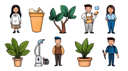 Characters and Plants in Artwork