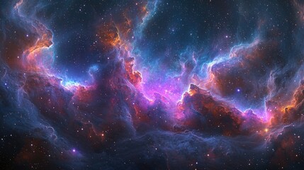 Naklejka premium Cosmic Nebula Swirls Of Color And Stars